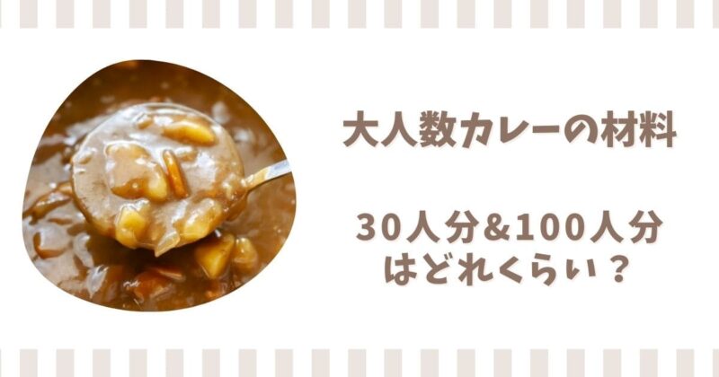 大人数のカレー30人分や100人分の材料!米や水は何リットル必要?