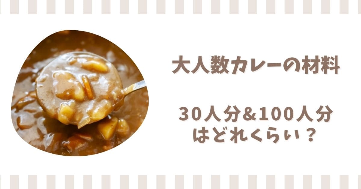 大人数のカレー30人分や100人分の材料！米や水は何リットル必要？