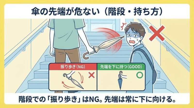 日傘の先端が危ない