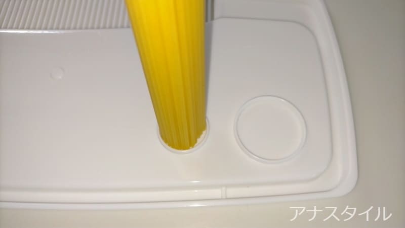 レンジ容器でパスタを計量